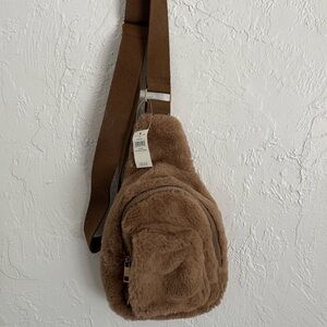 NWT Aerie Brown Faux Fur Crossbody Bag